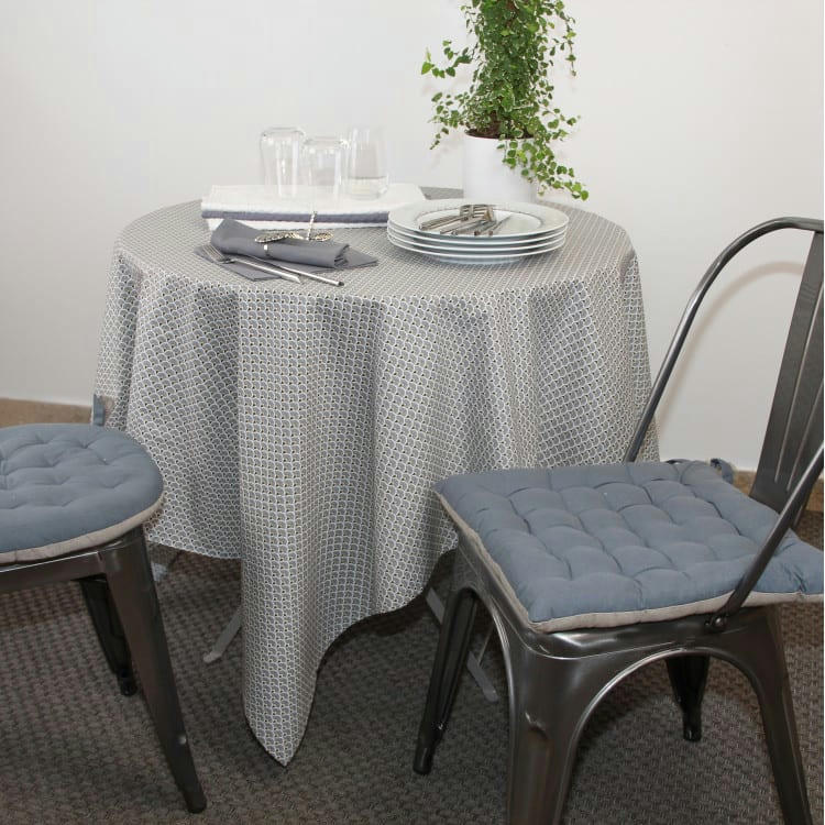 EVENTAILS - Nappe éventails plastifiée 300x150cm  en coton  gris