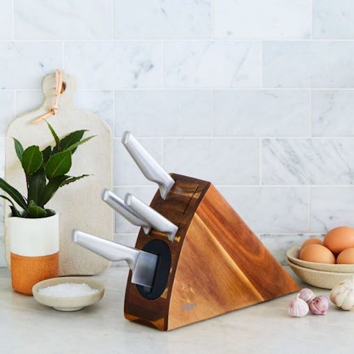 WILTSHIRE PREMIUM STAYSHARP 5PC RADIUS KNIFE BLOCK SET W/ SHARPENER