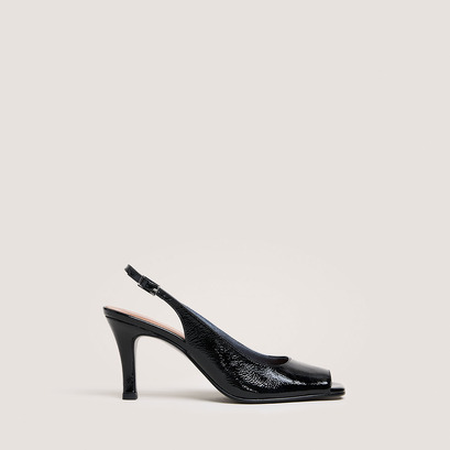 Escarpins slingbacksen cuir brillant noir | DEVOTION