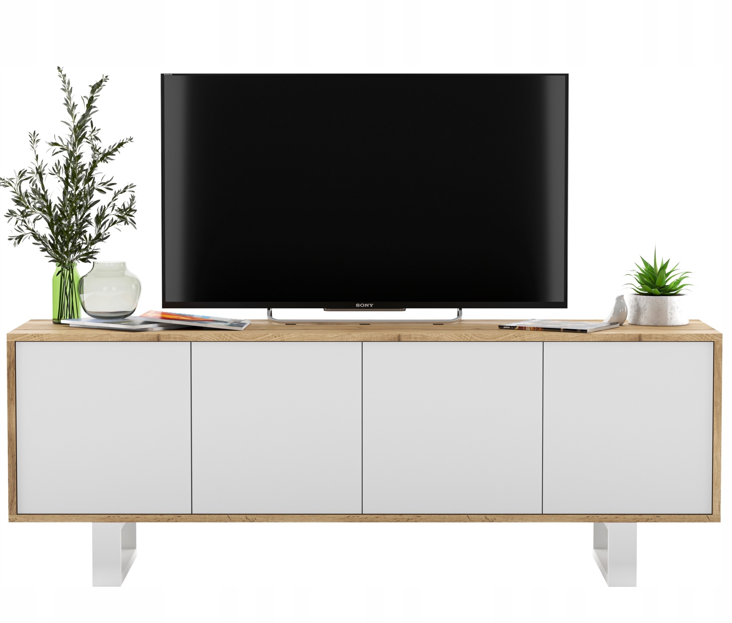 Szafka RTV Industrial komoda Loft Wotan Biały Mat