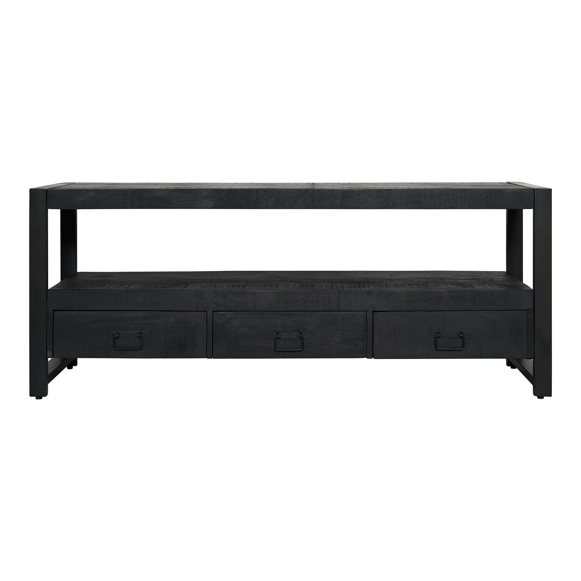 Meuble TV bois noir 3 tiroirs MILORA