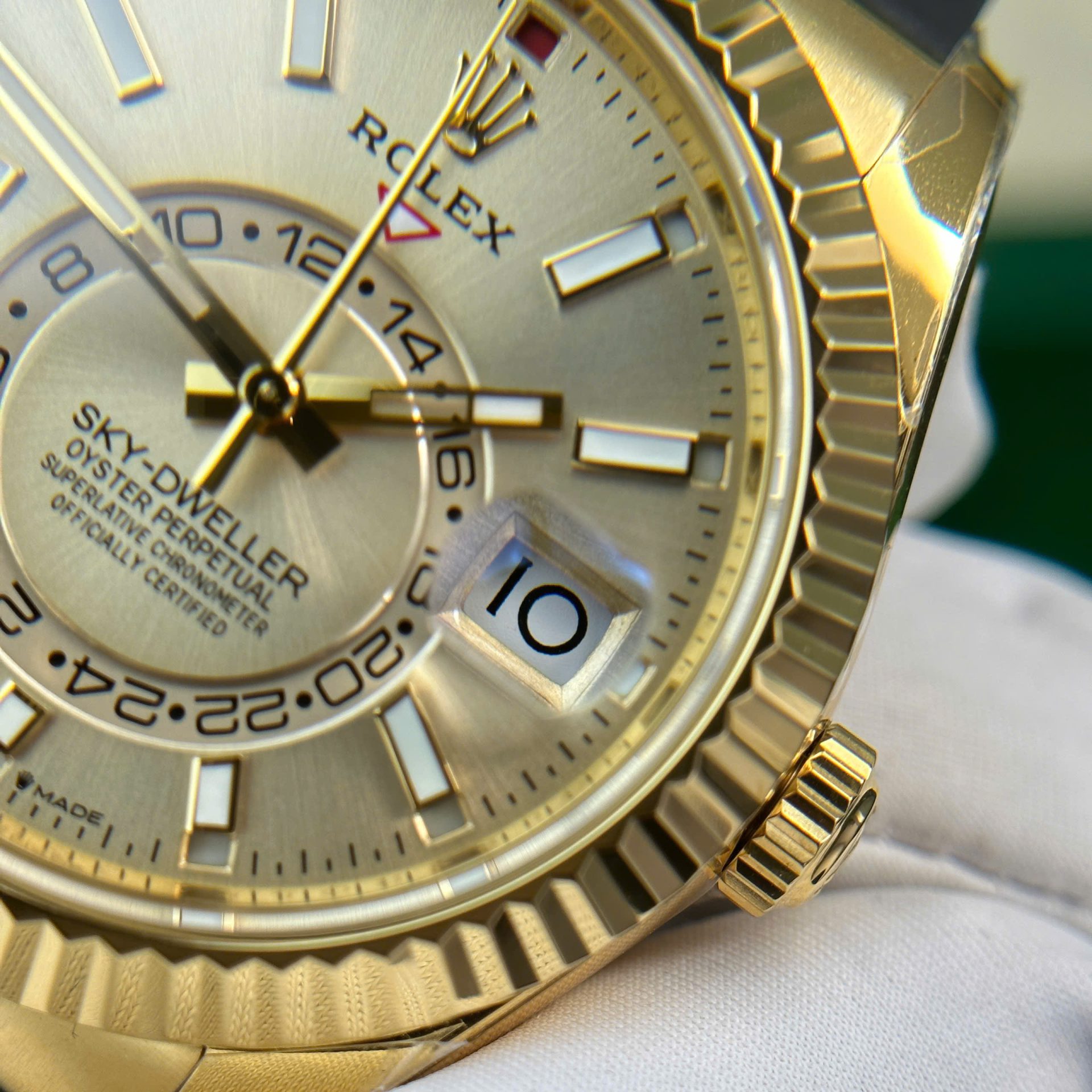 Rolex Sky-Dweller YG Plated Champagne Dial 42mm Oysterflex Super Clone