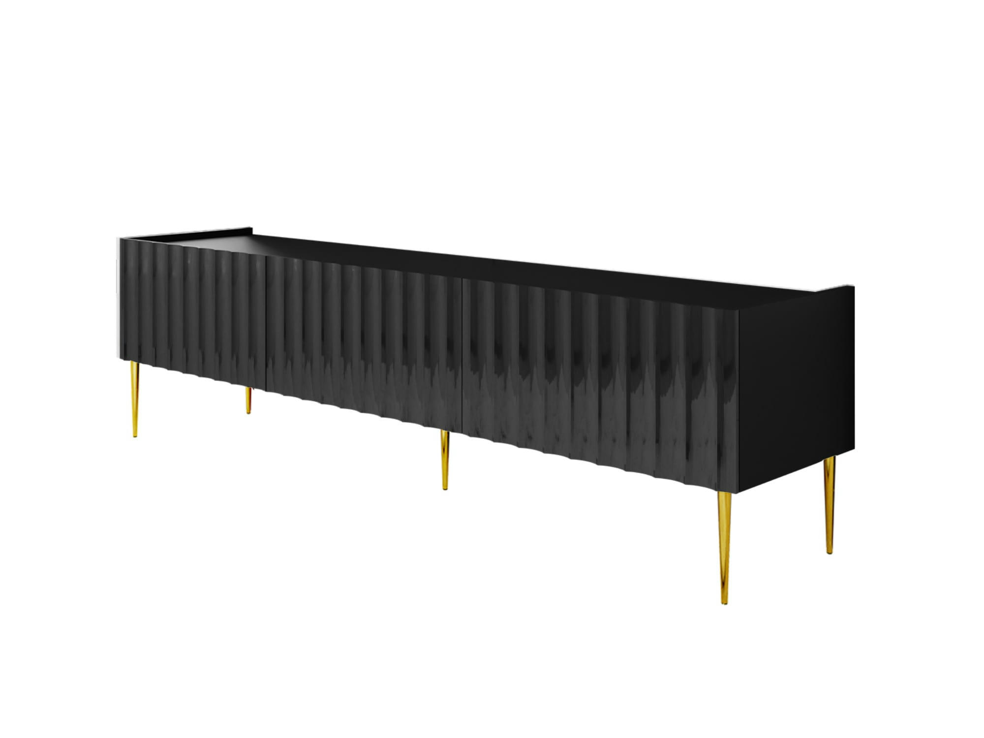 AMBRE - Meuble TV style contemporain 180 cm noir / doré