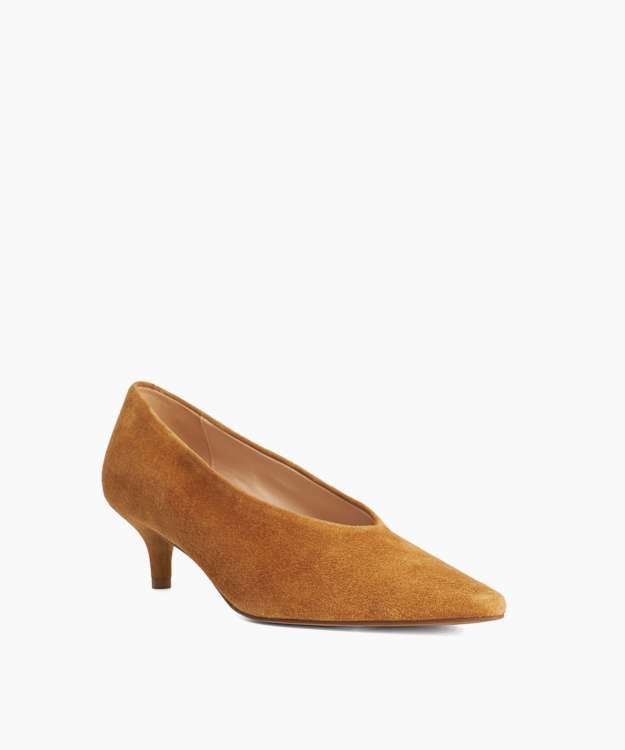 Aris Tan - Suede Kitten Heel Court Shoes