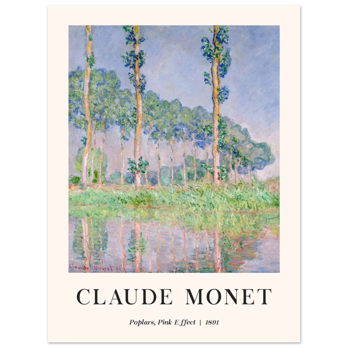 Artfulprints Poster Claude Monet - Poplars, pink effect  - 30x40 cm - Meerkleurig