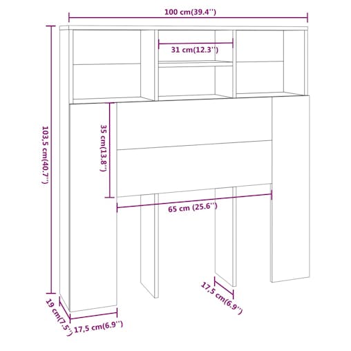 NNEVL Headboard Cabinet Sonoma Oak 100x19x103.5 cm