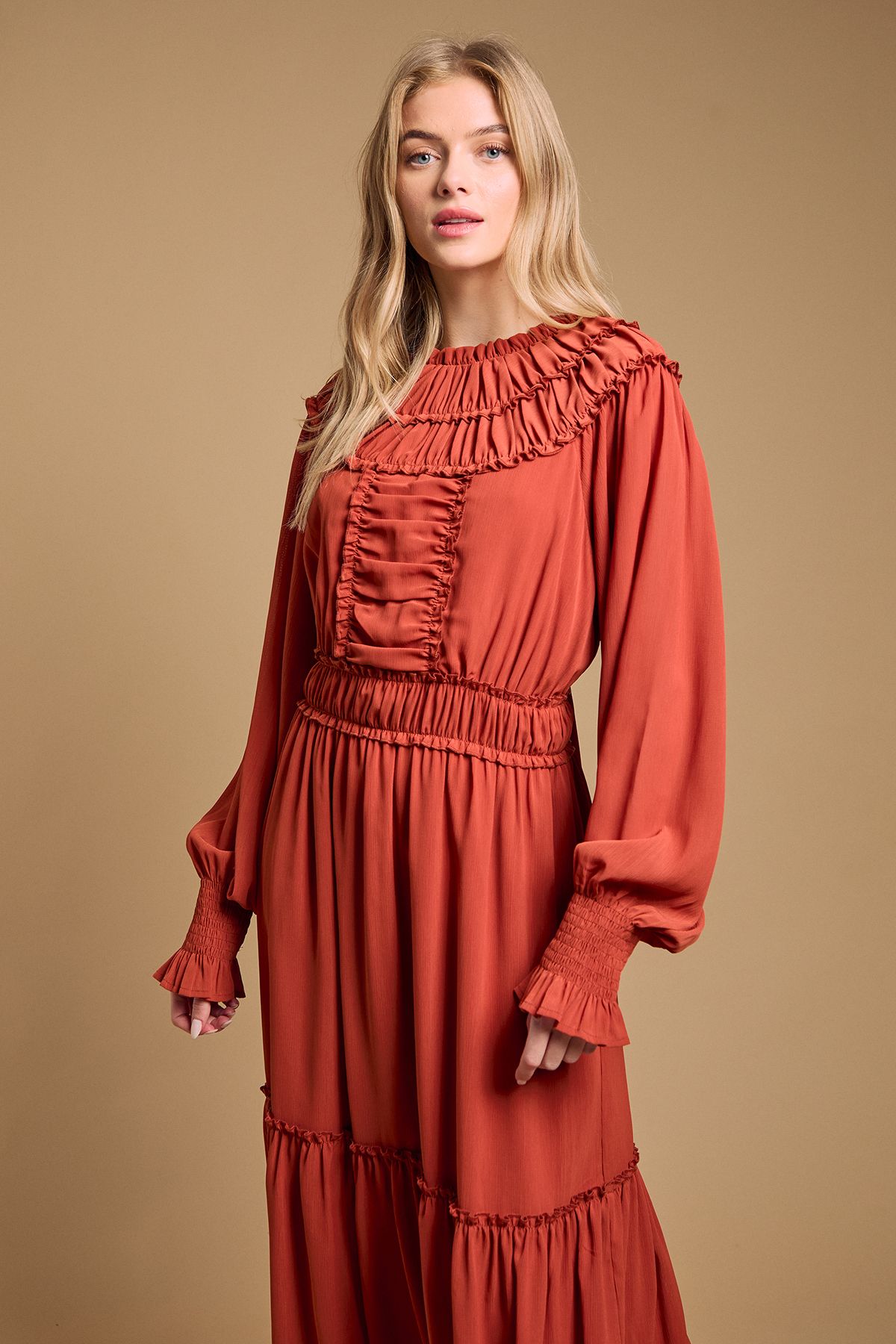 Oasis Ruffle Detail Midi Dress