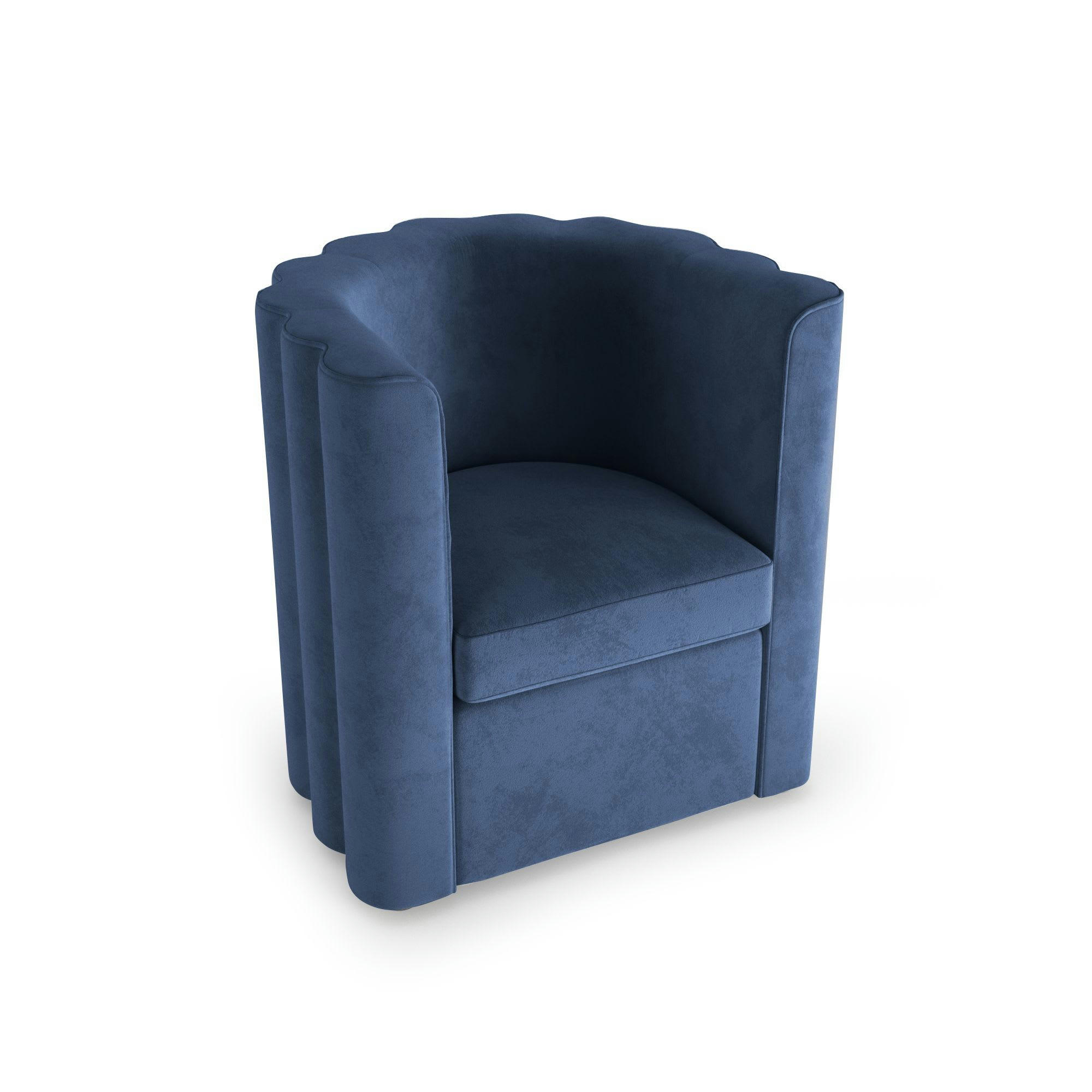 FRIDA - Fauteuil vintage en velours bleu nuit