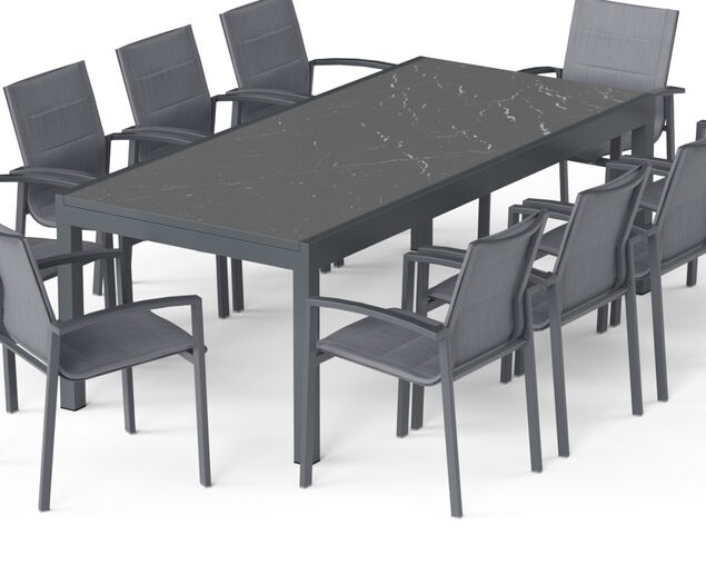 Boston-Sinta 11 Piece Extension Dining Setting - Gunmetal Grey