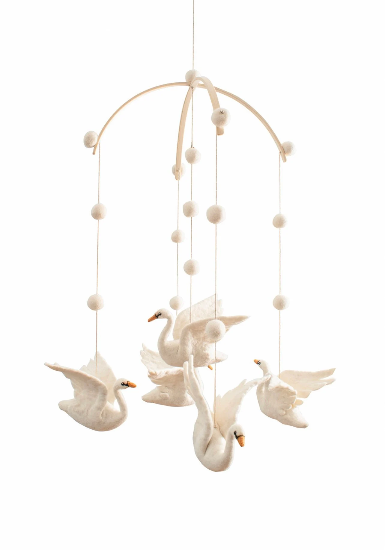Swan Baby Mobile-Handmade Wool Felt -Scandinavian Nursery Decor