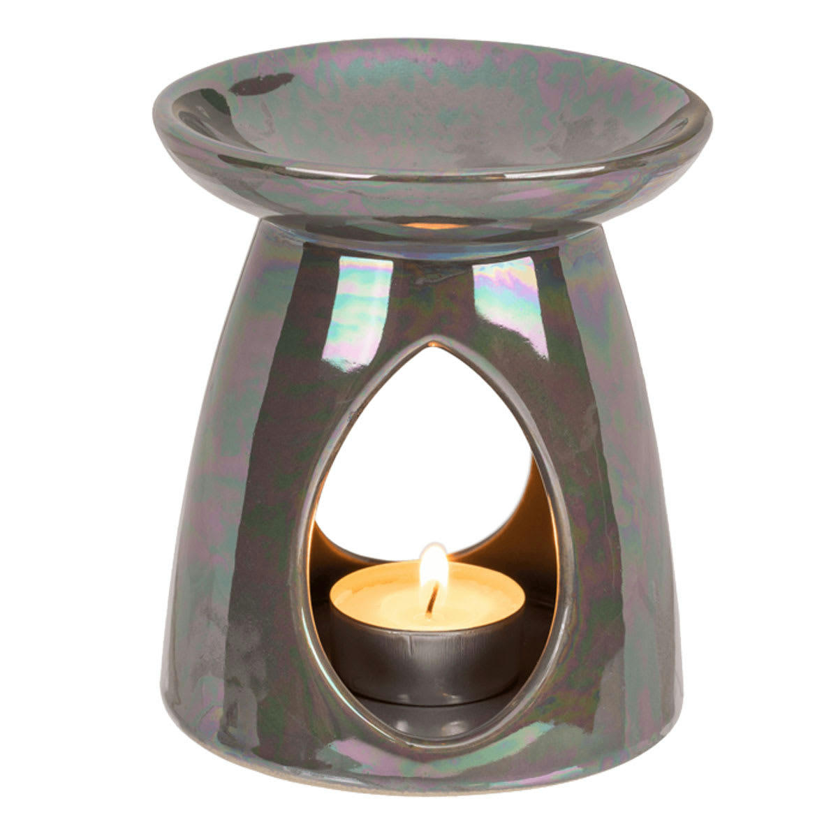 - Brûle-parfum taupe nacré en céramique