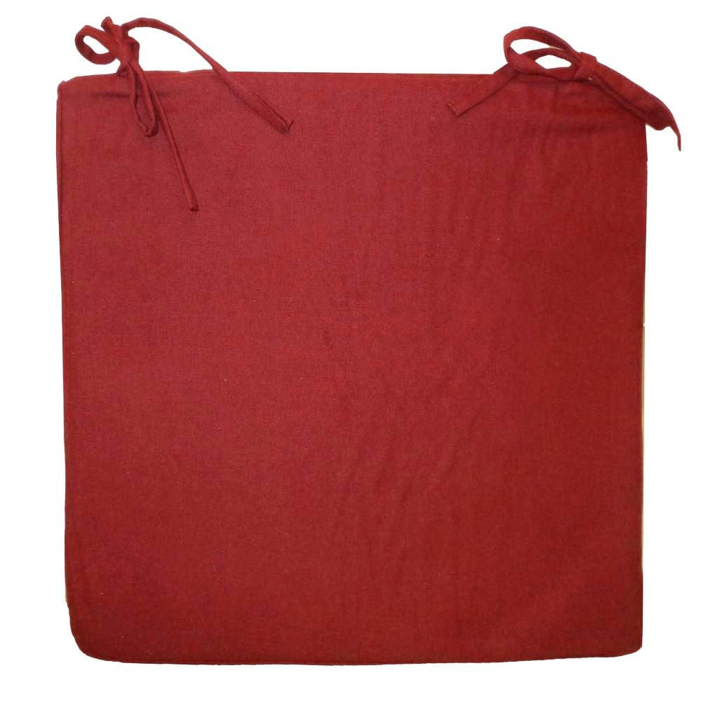 - Galette de chaise en coton 40 cm rouge
