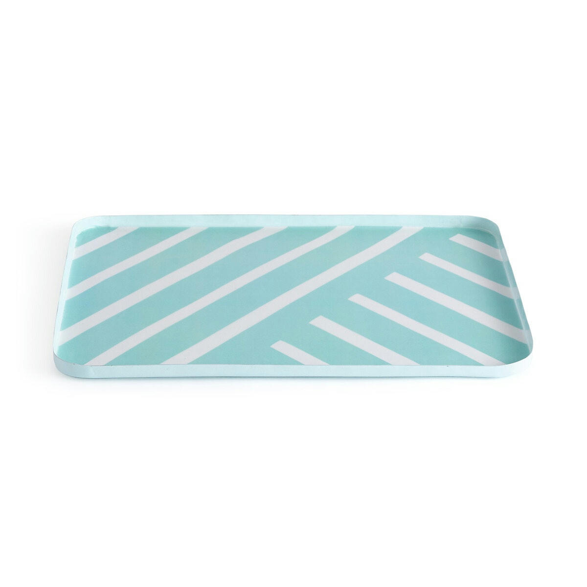 Plateau rectangulaire métal acier motif graphique&