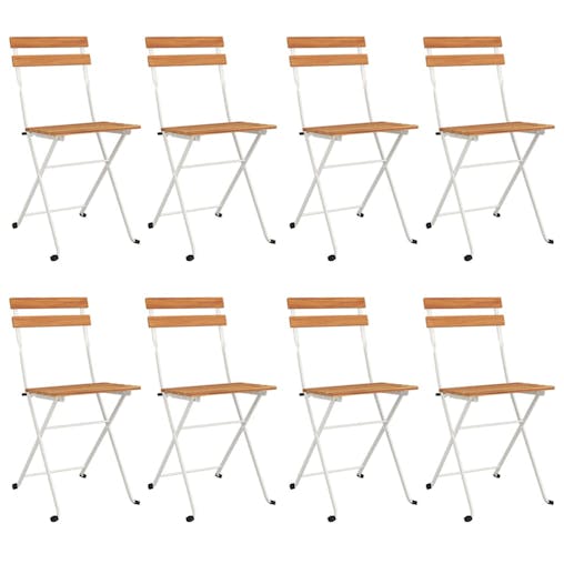 NNEVL Folding Bistro Chairs 8 pcs Solid Wood Acacia and Steel