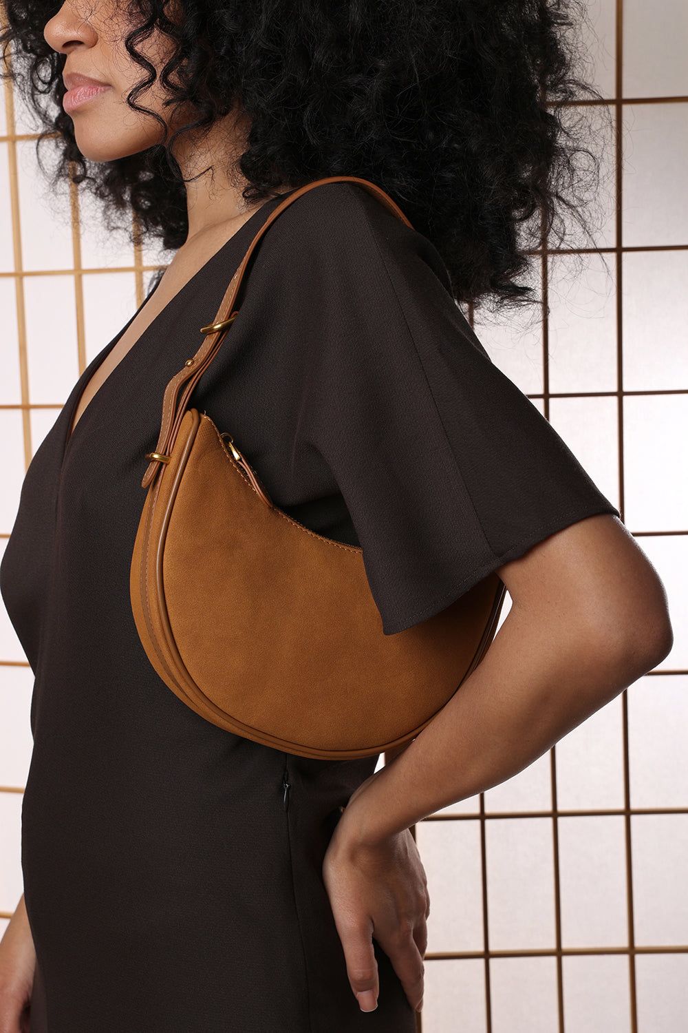 Where's That From Pebble' Modern Half Moon Shoulder Bag