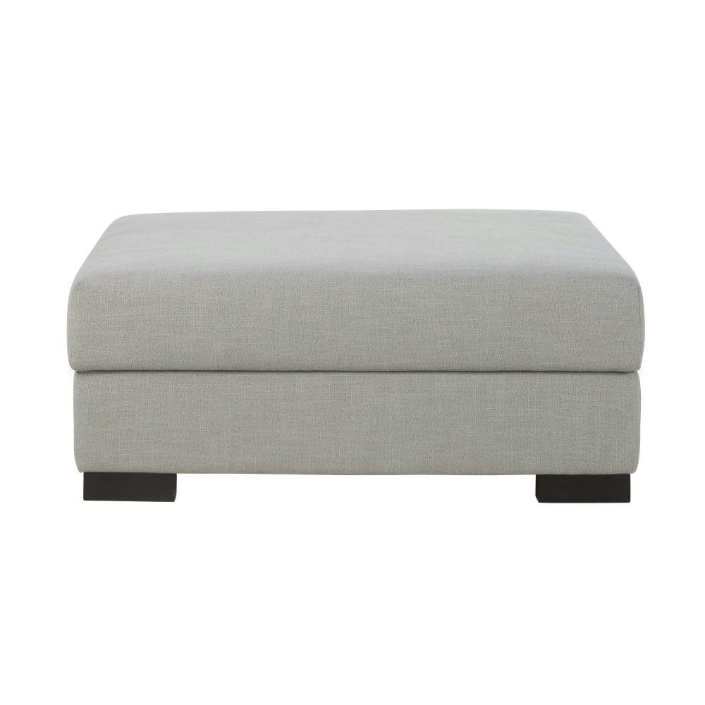 Terence - Pouf pour canapé modulable en toile gris clair avec coffre de rangement