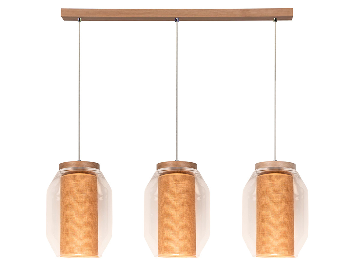 Lampa wisząca Vaso Jute3-punktowa drewniana beżowa