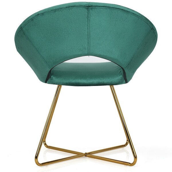 Costway Modern Velvet Accent Chair Upholstered Vanity Chair w/Golden - See Details