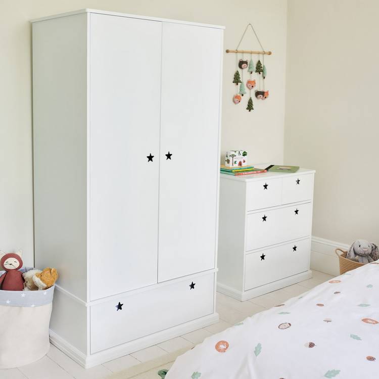 Great Little Trading Company Star 2 Door Wardrobe - White