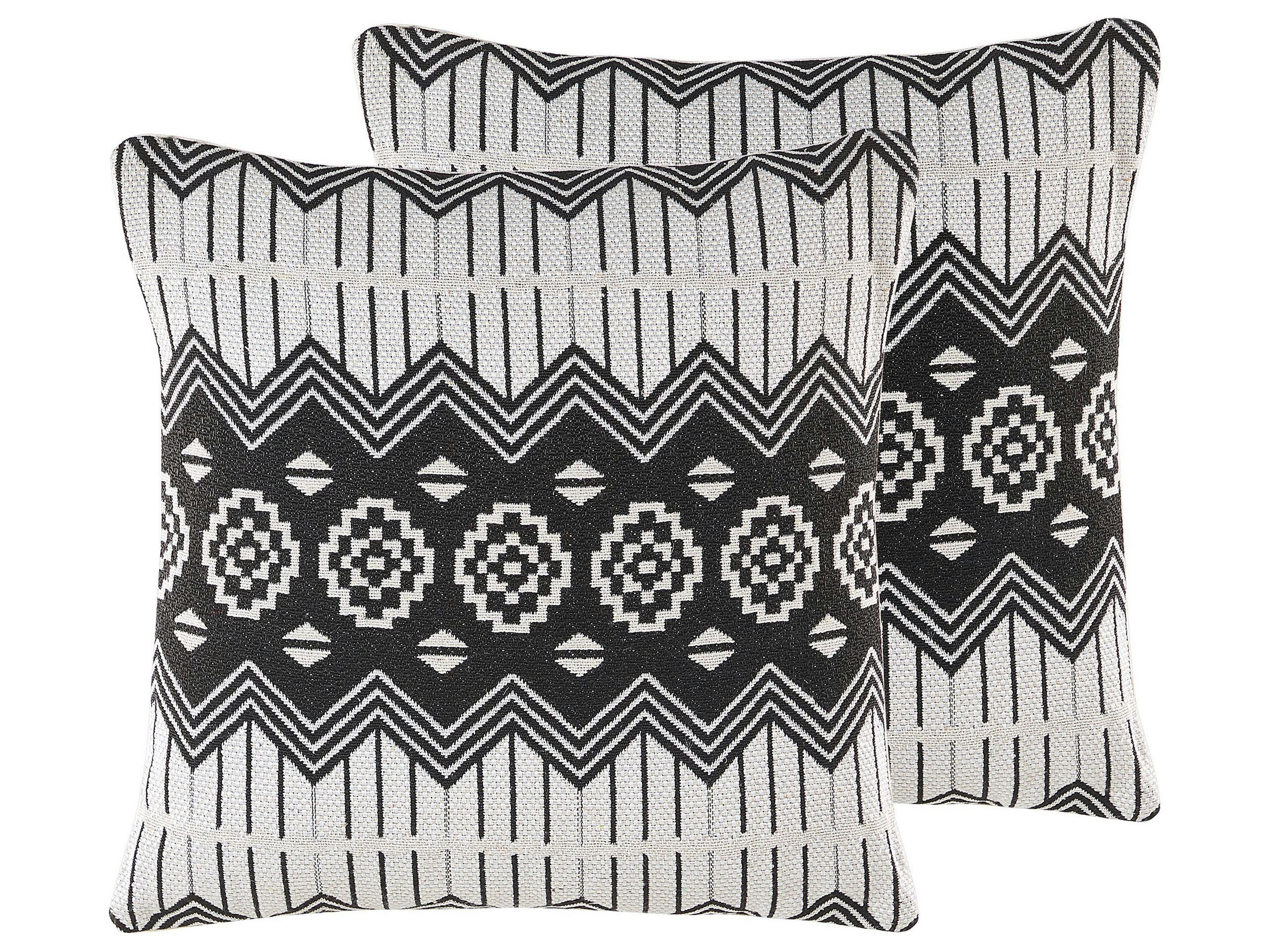 CARDAK - Lot de 2 coussin décoratifs en tissu noir 45x12cm