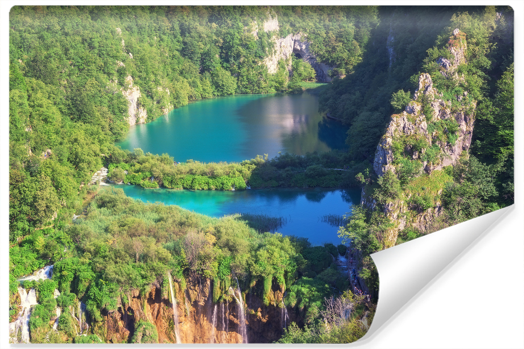 Fototapeta JEZIORO Wodospad Chorwacja 3D 90x60cm
