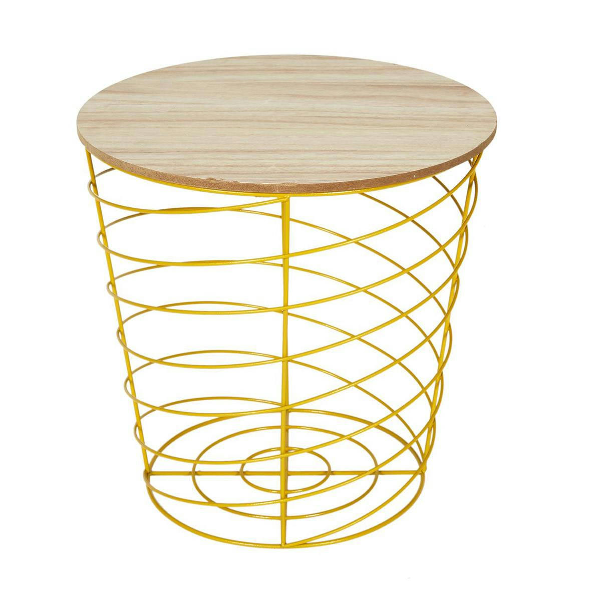 CYCLONE - Table filaire bois et métal jaune