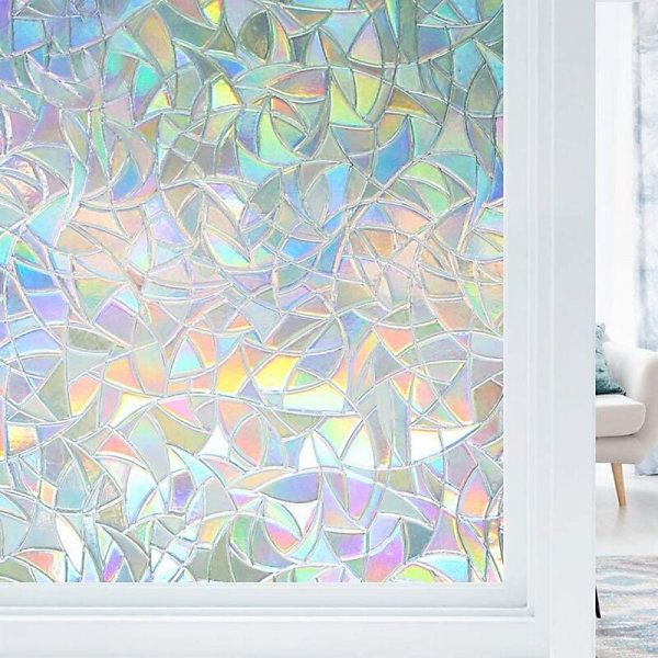 1 film statique pour fenêtre avec effet arc-en-ciel, 45 x 200 cm, film anti-regard, film anti-ultraviolet 3D pour fenêtre