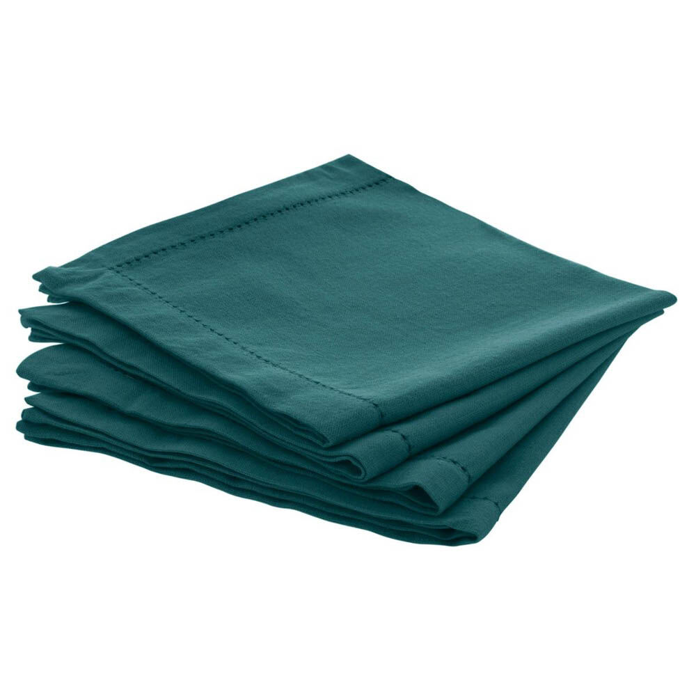 Conjunto de 4 guardanapos CHAMBRAY verde esmeralda em algodão