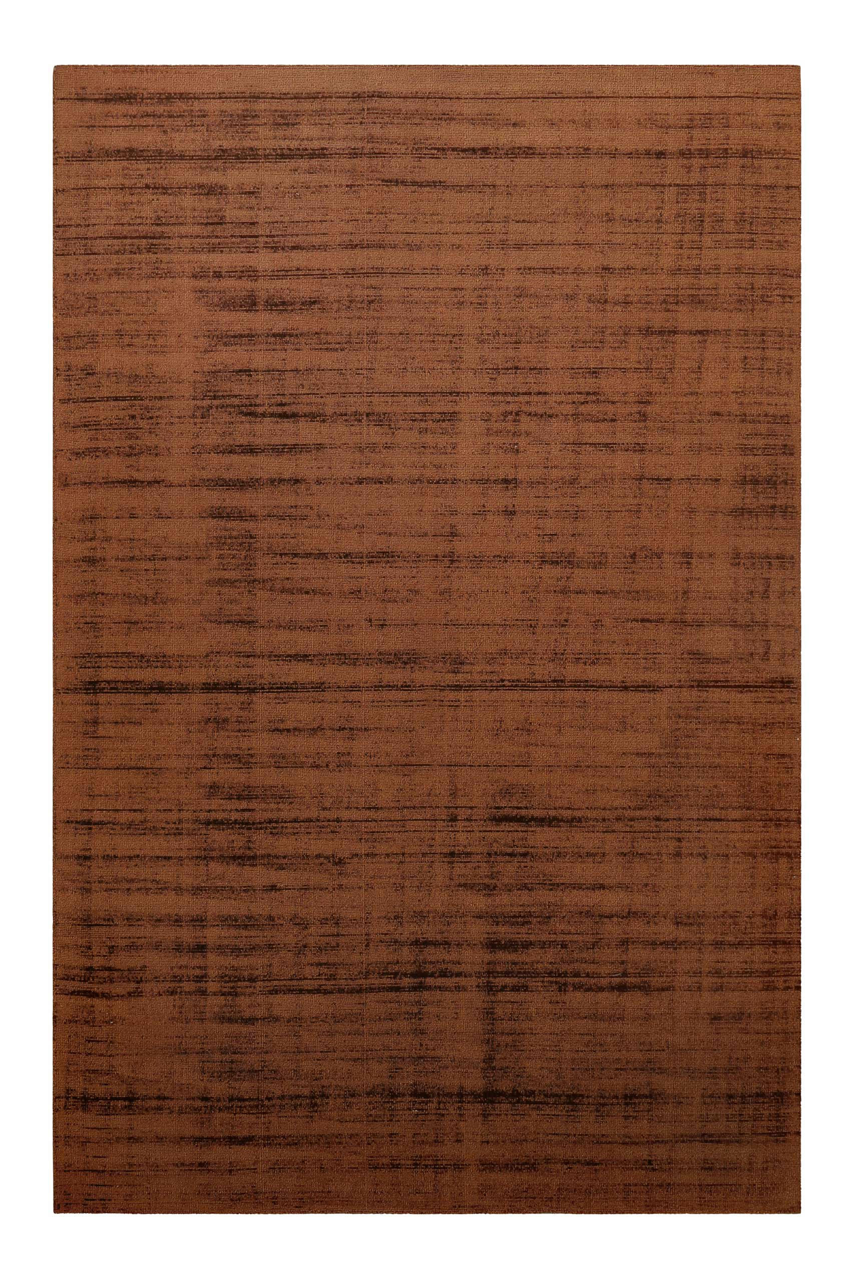 MIRAMONTI - Tapis fait main à poil ras effet soie cuivre terracotta 160x230