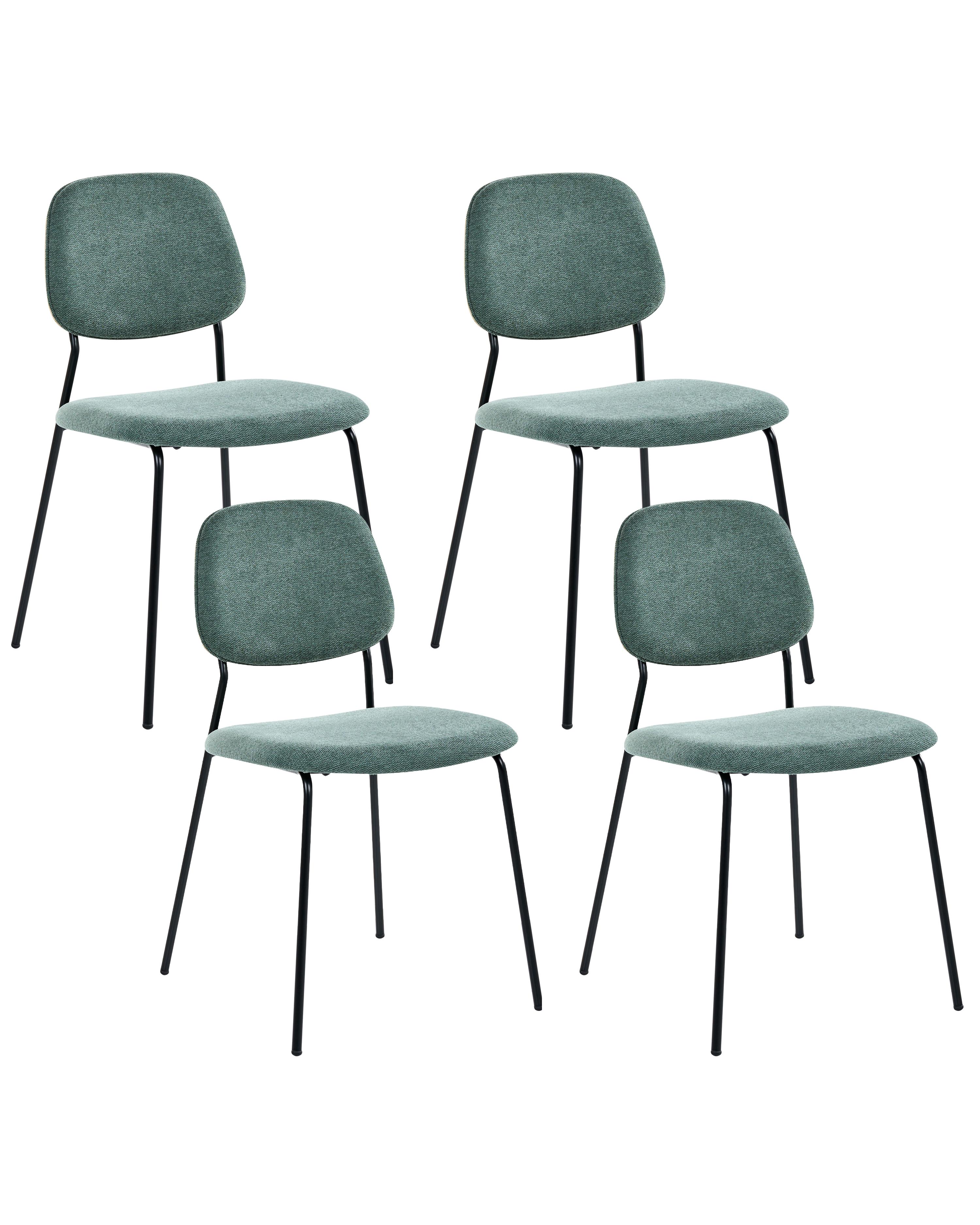 Set of 4 Dining Chairs RILEY Fabric Green