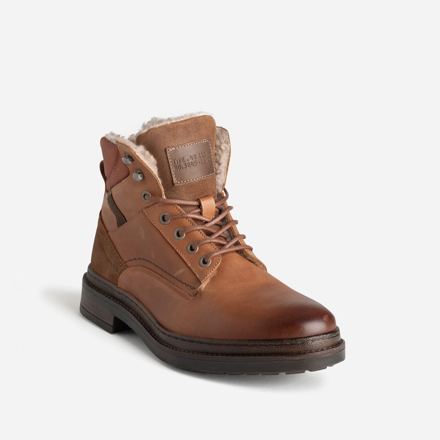 Boots à lacet cognac cuir fourré