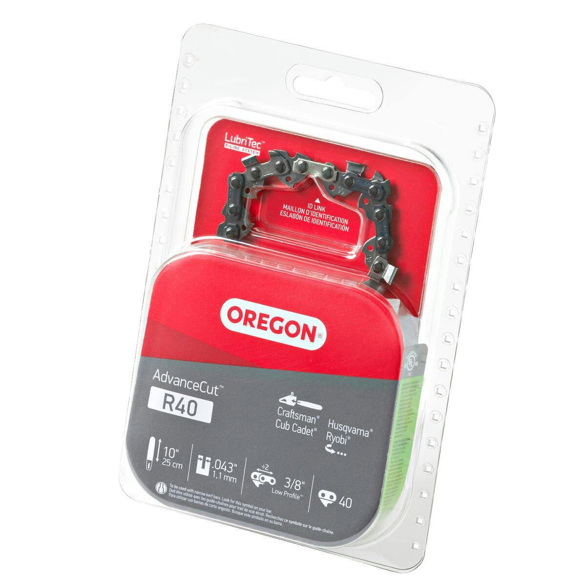 Oregon R40 AdvanceCut Chainsaw Chain, Fits Various Brands & Models, 10-in