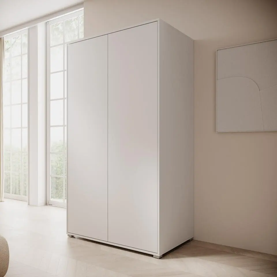 Meubella - Gideon - Kledingkast 2-deurs - Wit - 100x59x178 cm