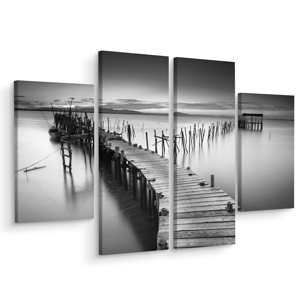 Obraz 4 Częściowy Jezioro POMOST Natura 3D 80x60cm