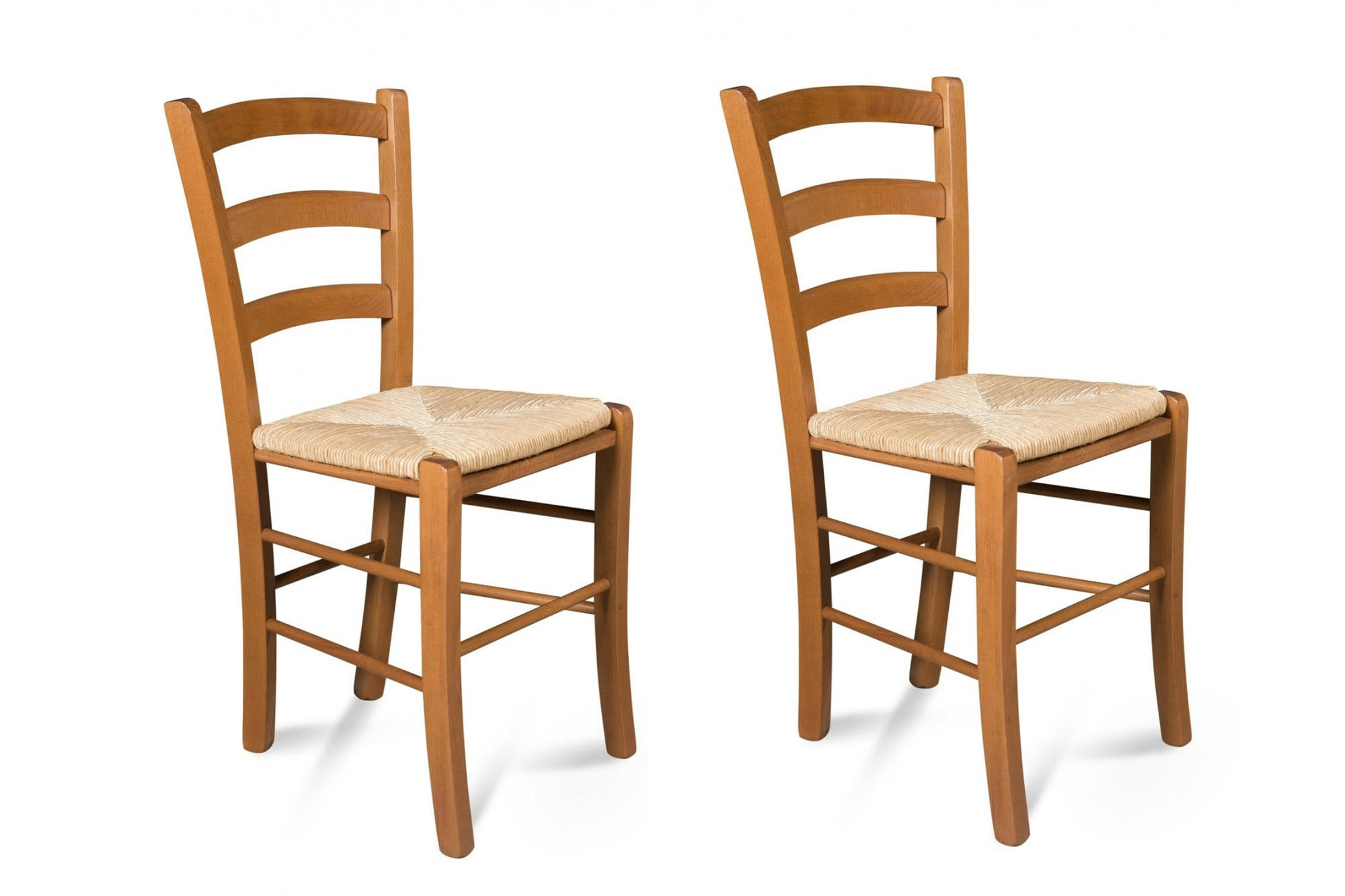 TINA - Lot de 2 chaises bois assise paille de seigle