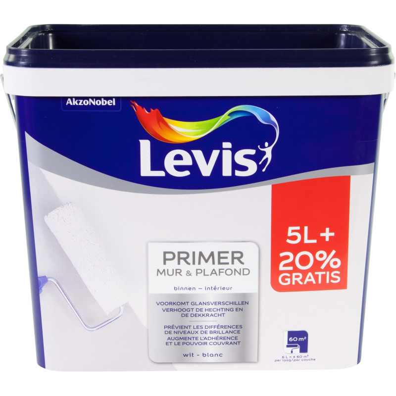 Primer mur et plafond blanc 5   1 L LEVIS