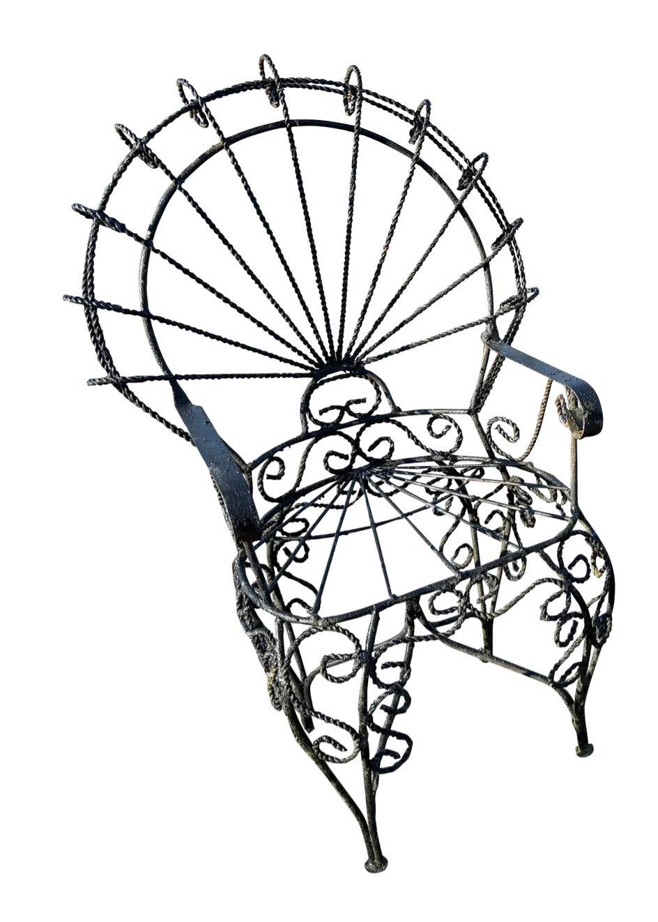 Vintage Wrought Iron Children’s Salterini Peacock Style Patio Chair
