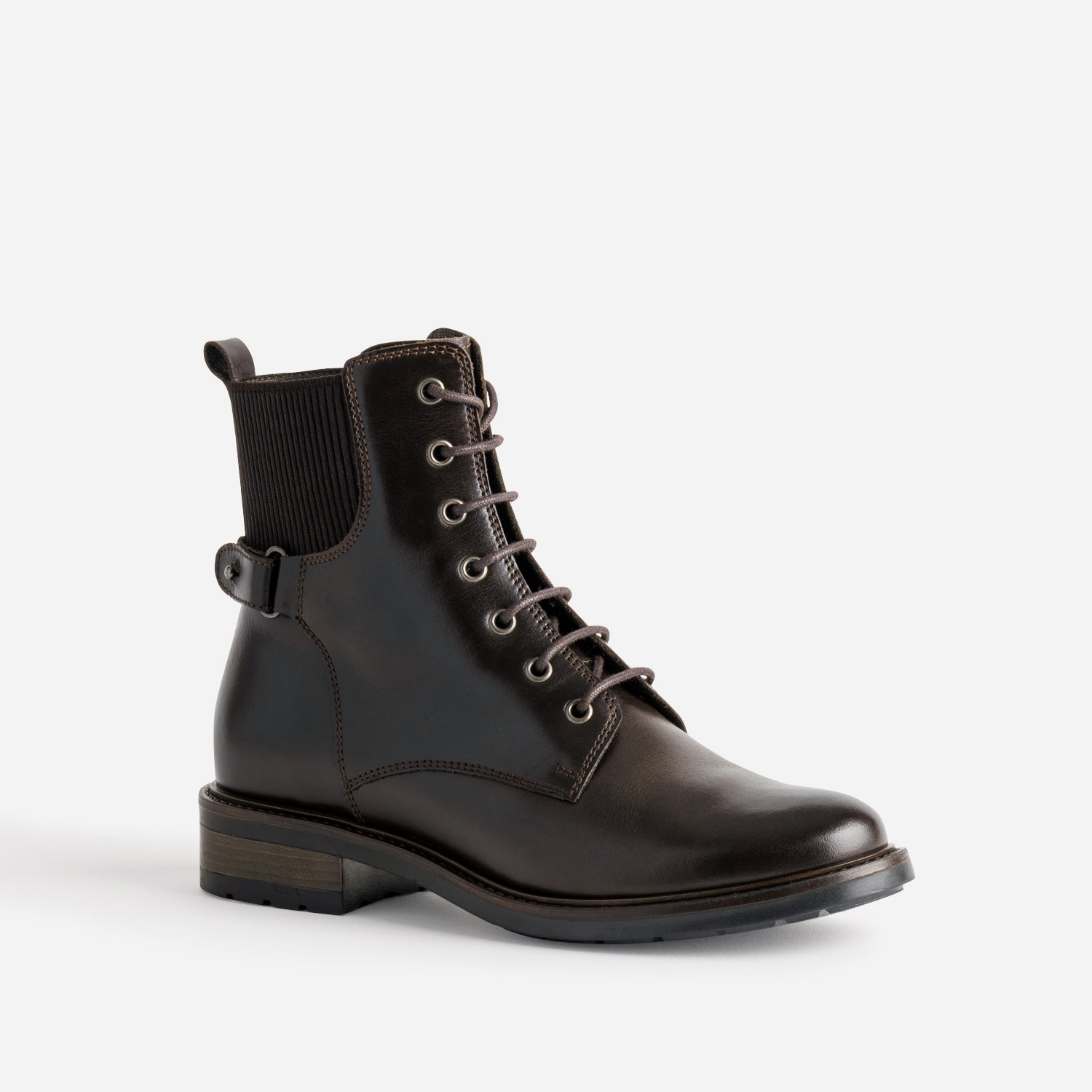 Bottine marron cuir détail élastique