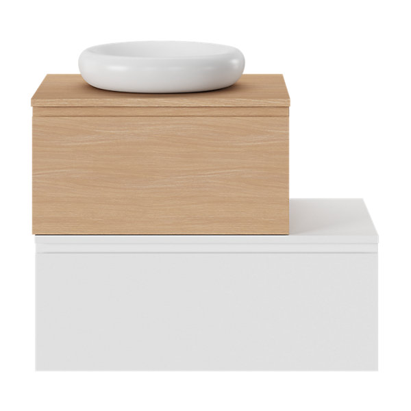 Ensemble meubles de salle de bains Kentia l.60 cm blanc mat et effet chêne