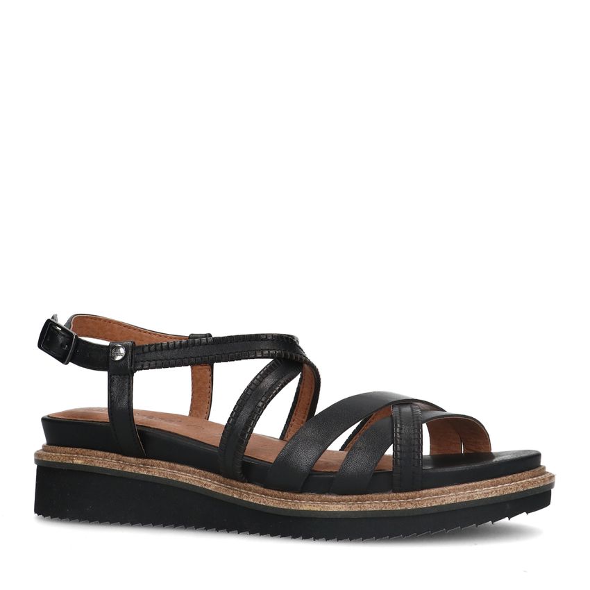 No Stress Zwarte leren sandalen met bandjes