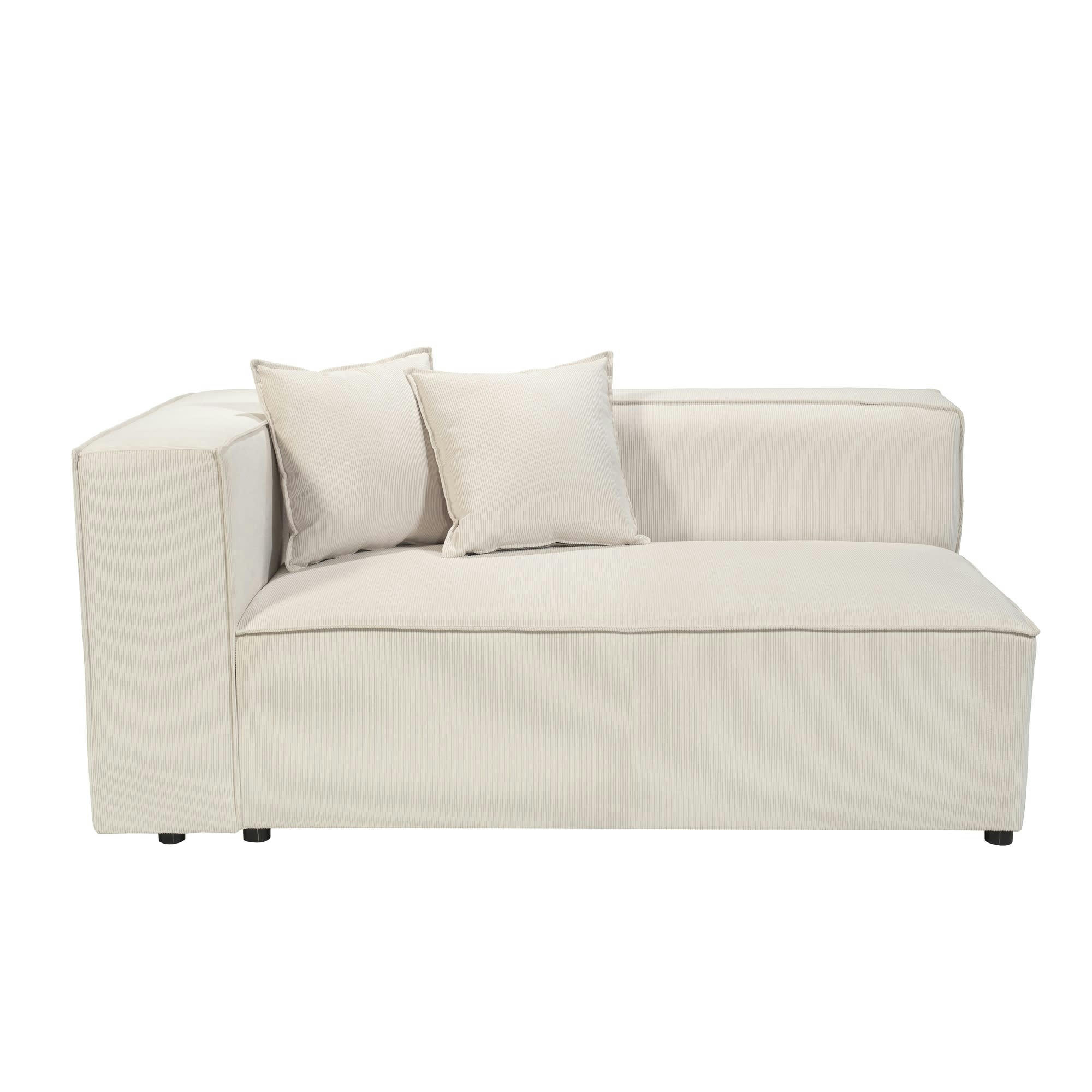 LIVAL - Double angle gauche pour canapé modulable en velours côtelé beige