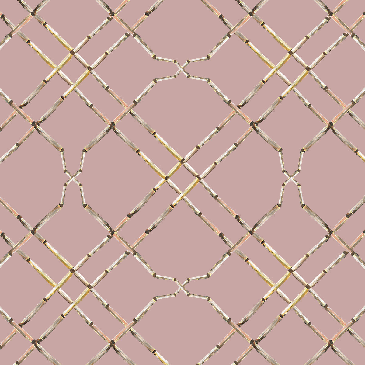 Catchii Behang Bamboo Trellis old pink