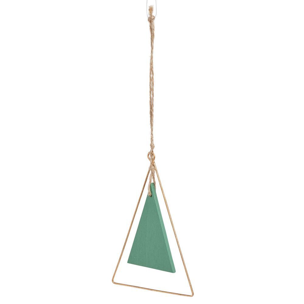 Suspension triangle doré avec forme triangulaire verte 8xH20cm
