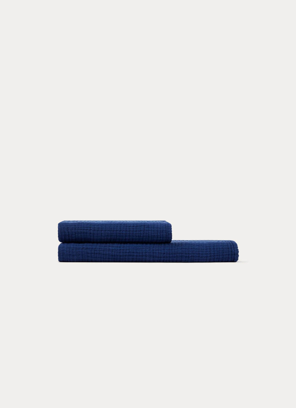 DRAP DE BAIN UNI EN GAZE DE COTON ODYSSÉE BLEU MARINE