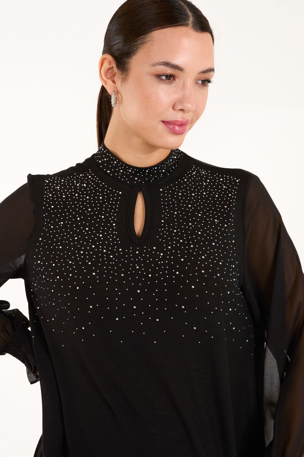 Blue Vanilla Rhinestone High Neck Top