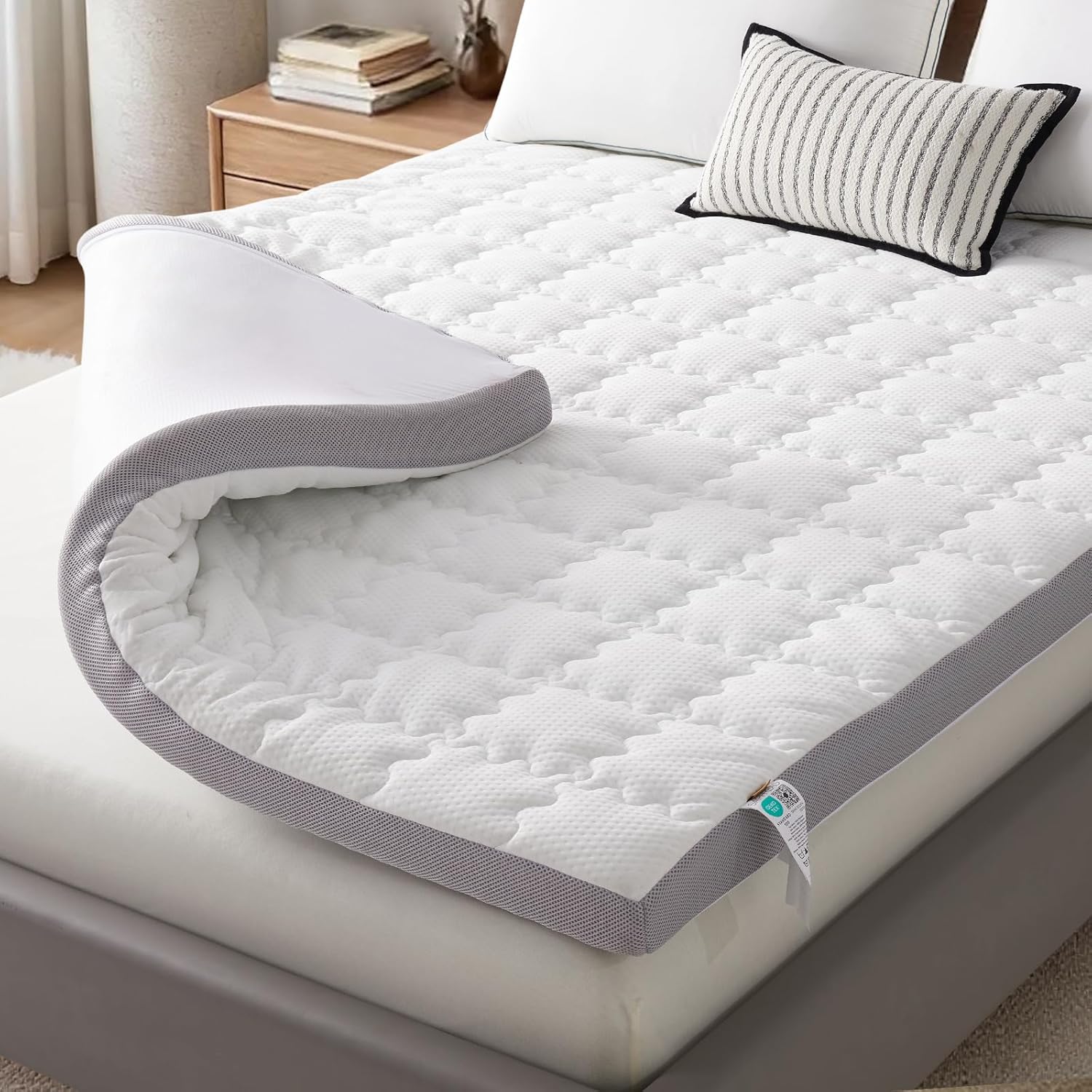 SAPHREAS Memory Foam Mattress Topper King Size, Back Pain & Pressure Relief, 3 Cooling Gel Memory Foam and 1 Soft Ventilated Mattress Pad Cover, 5-Zone Egg Crate Bed Topper