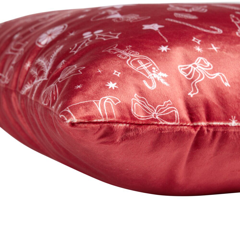 Coussin carré imitation velours imprimé No&euml;l L45X45XH10 cm (4 modèles)