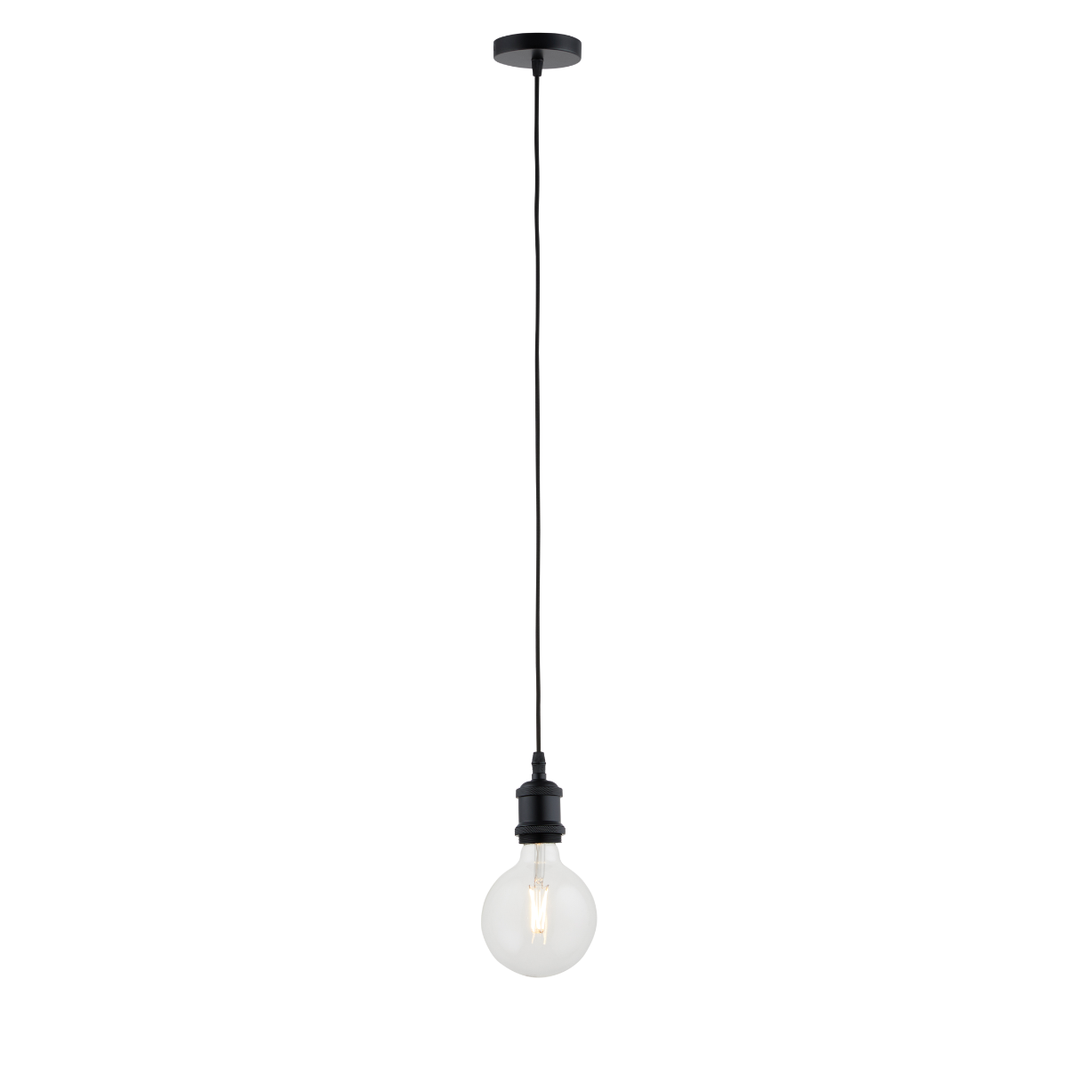 Lighto | Pendel Mat Zwart | Inclusief Lichtbron Helder | Vintage | 1.5m Snoer | Met Plafondkap