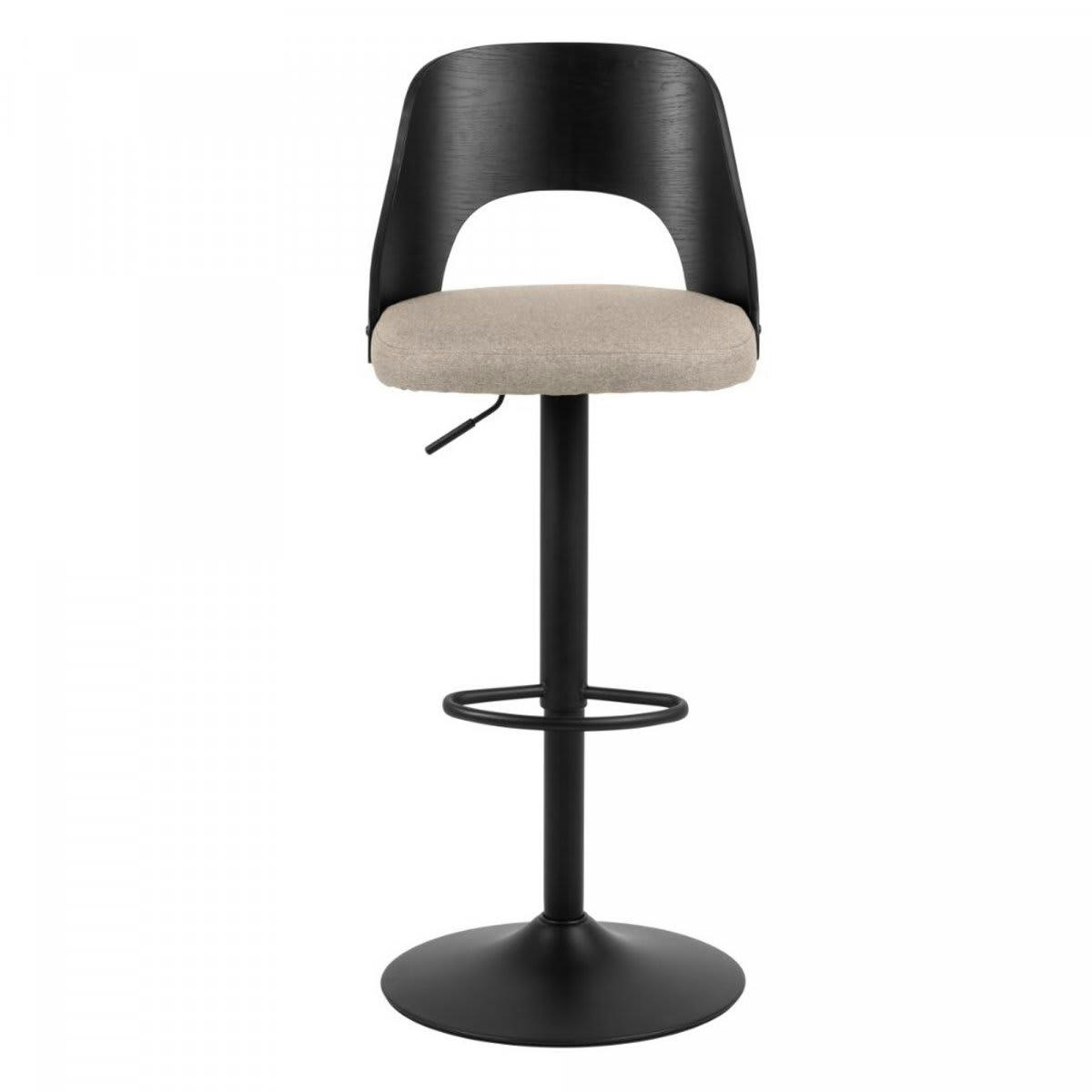 BOB - Lot de 2 tabourets de bar en bois et tissu beige