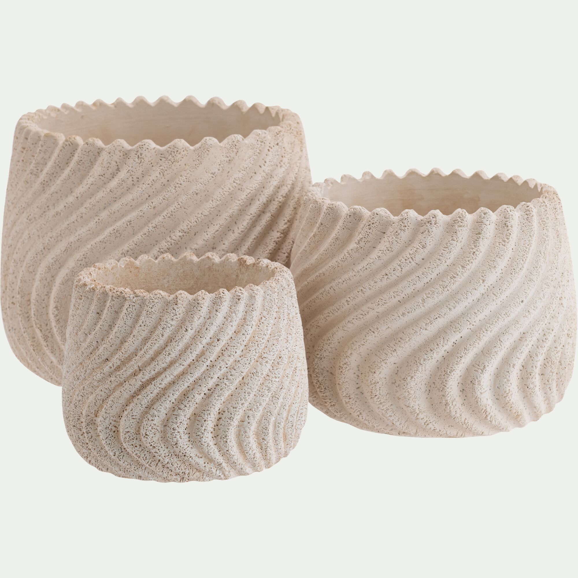 TILIO - Cache-pot en ciment D13,5cm - beige